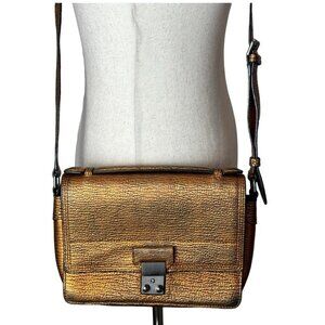 3.1 Phillip Lim Orange Gold Metallic Leather Pashli Mini Messenger Crossbody Bag